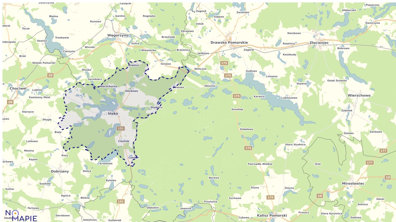 Mapa obszarów ochrony przyrody Ińska