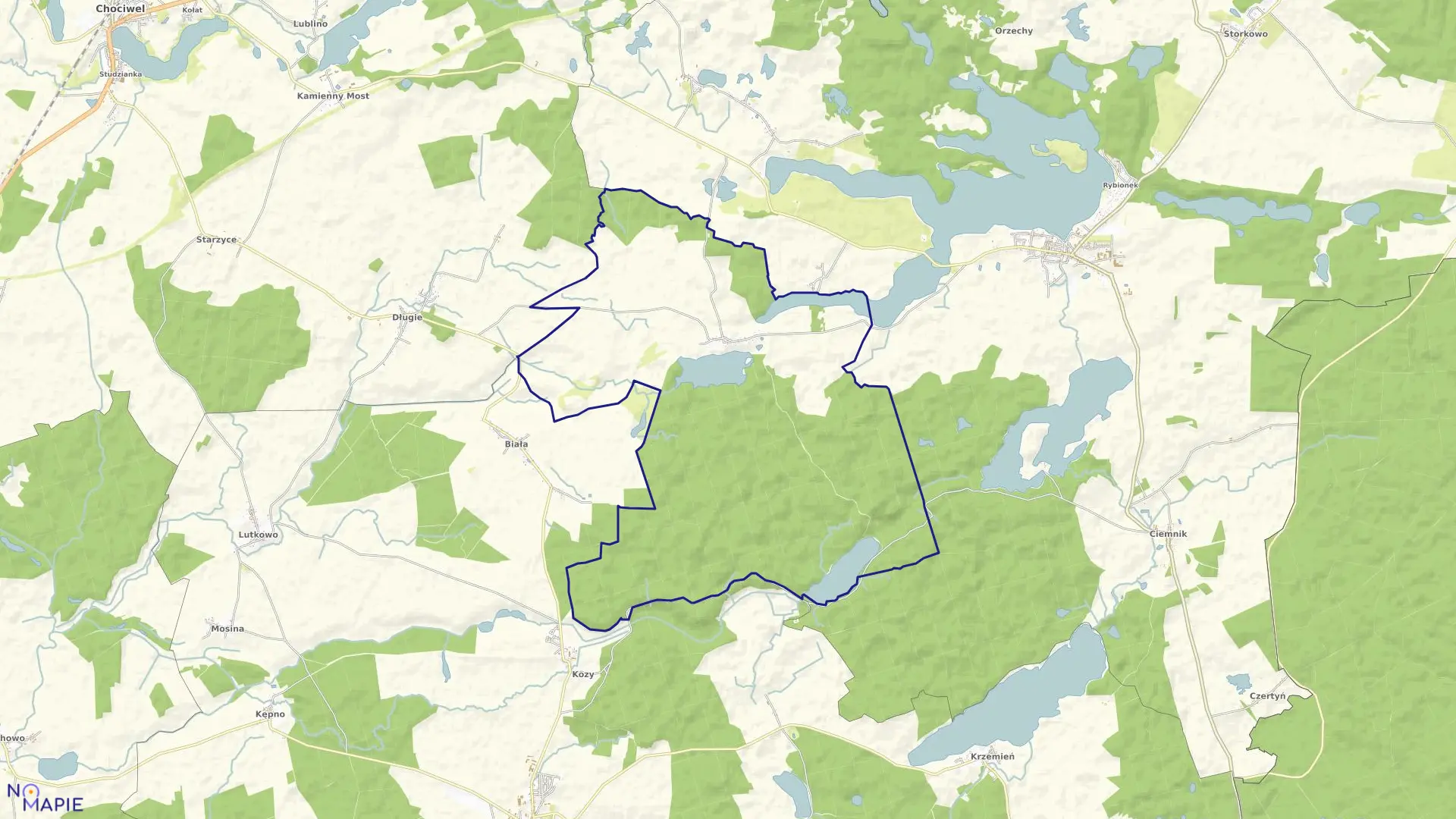 Mapa obrębu Linówko w gminie Ińsko